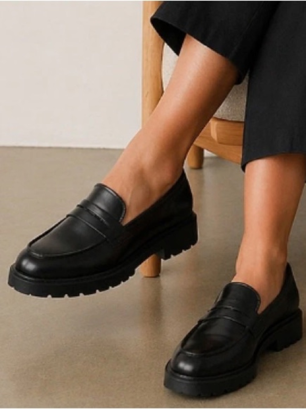 Madewell The Bradley Lugsole Black Leather Loafer Black 9 Chunky Preppy Y2K